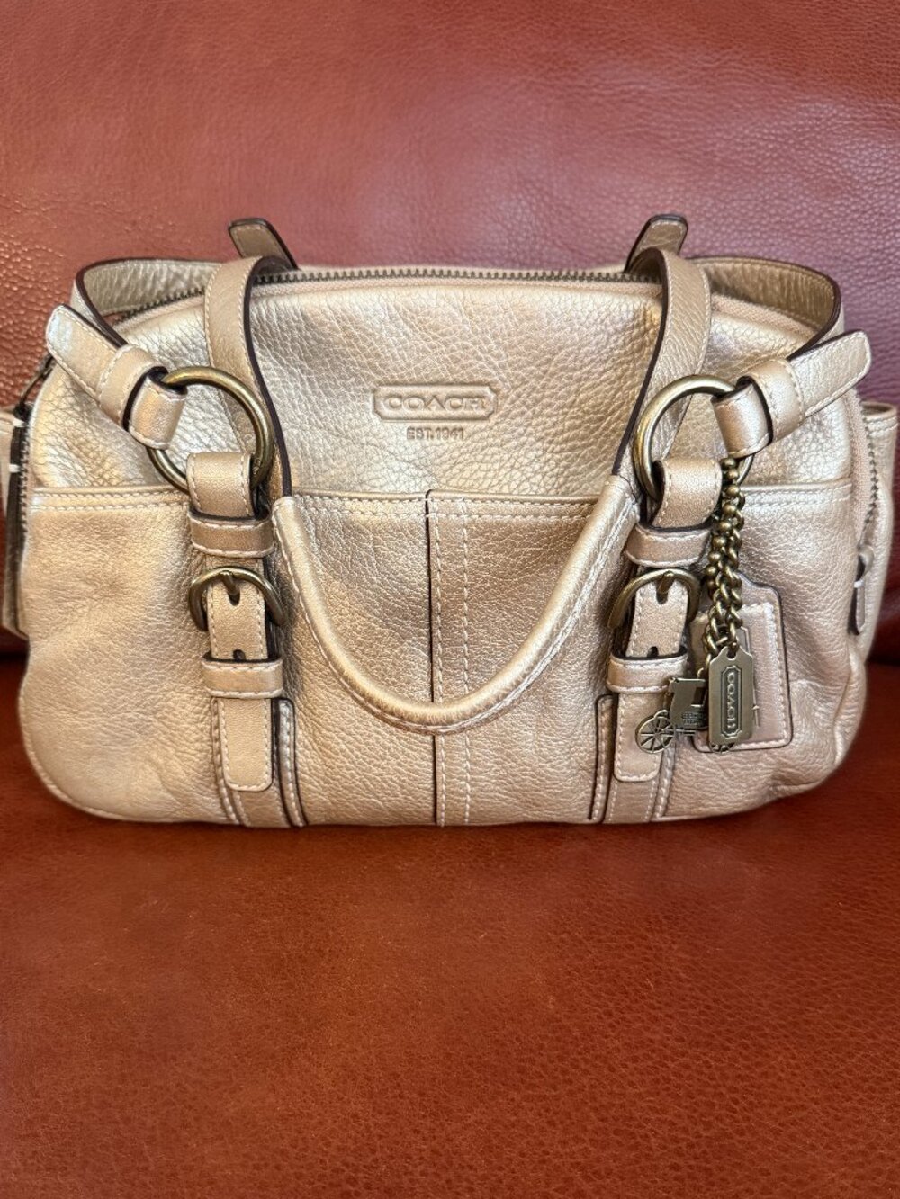 Coach Bonnie Satchel Metallic Gold Leather Shoulder Bag 12670